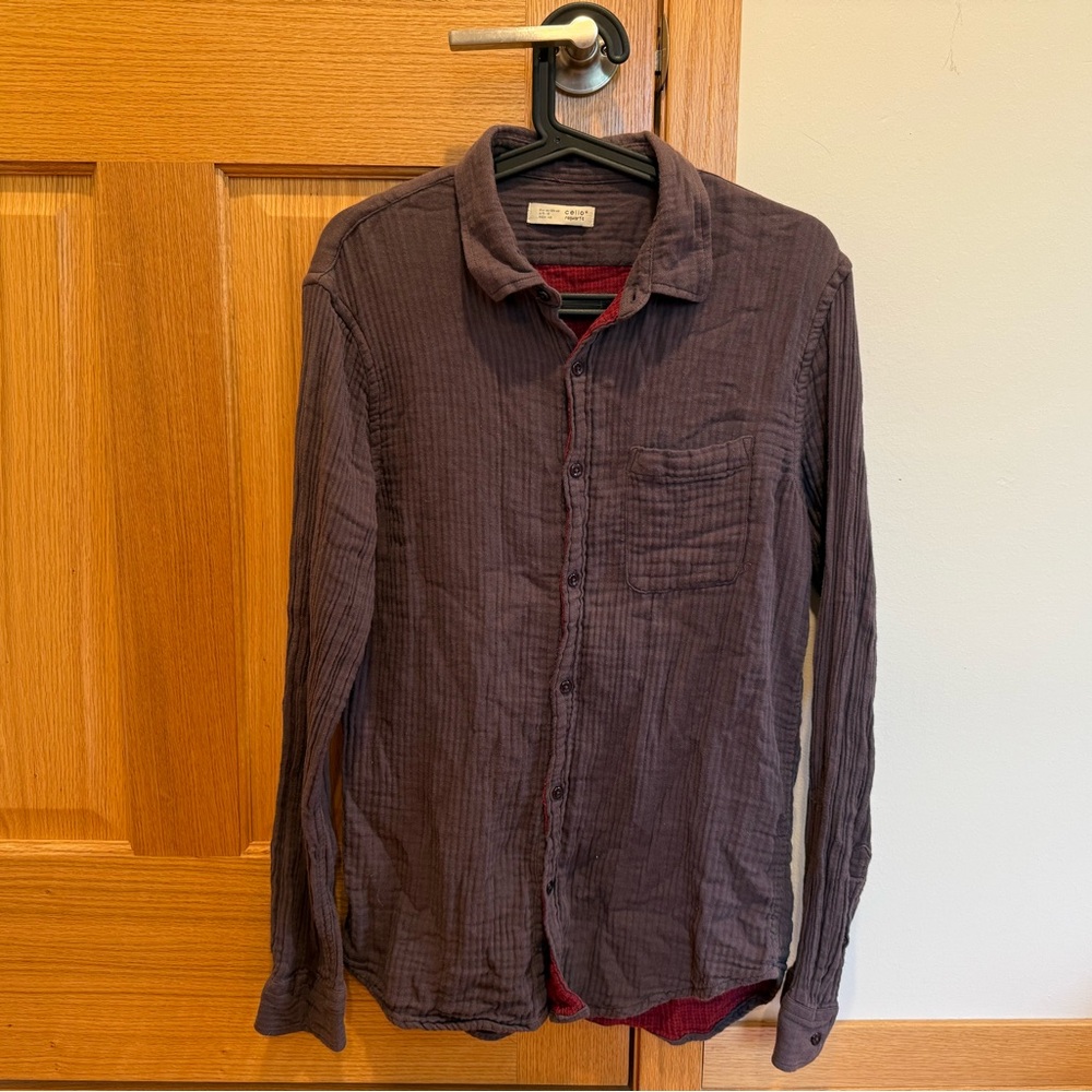 Celio Dark Purple Button-Up Shirt
